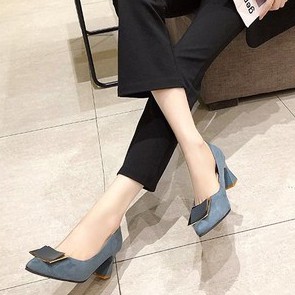 RYS - Mules Smooth Sepatu Hak Tahu Fashion Casual/Kantoran - Ori Import