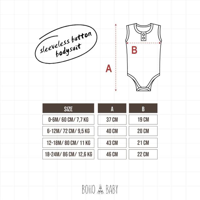 Boho Baby Sleeveless Bodysuit / Baju Anak Bayi