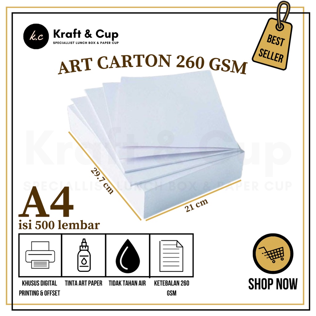 Art Carton 260 gsm A4 isi 500 lembar / Kertas Art Carton 260 gsm