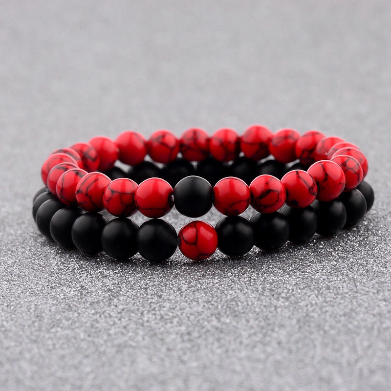 Gelang Manik-Manik Batu Matte Ukuran 8mm Untuk Pasangan