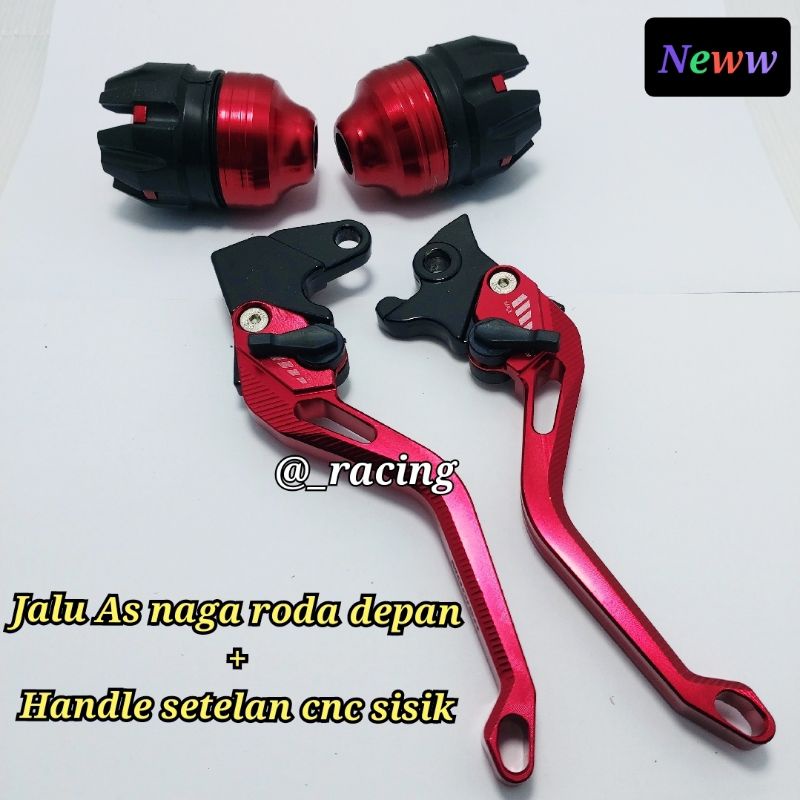 Handle rem cnc tiger setelan dan jalu as roda depan merah