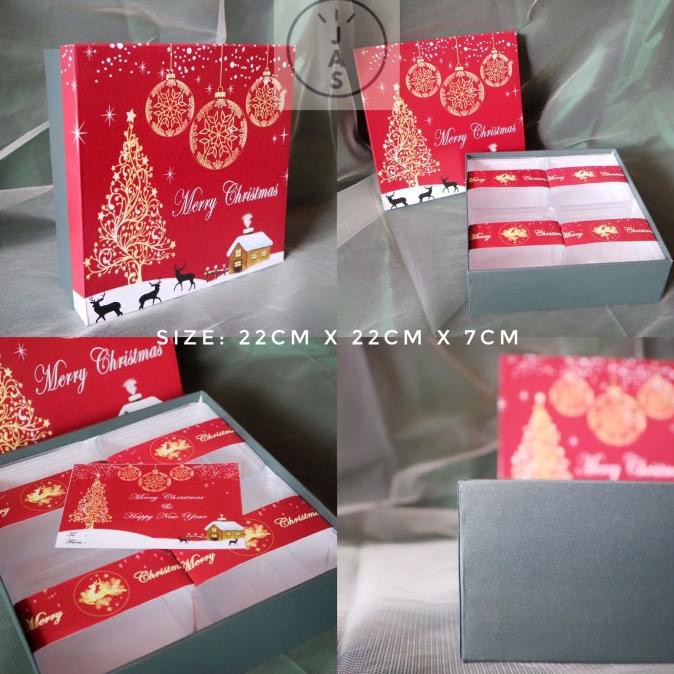 

[COD] kotak kue 22x22x7 hard box / hand made / hampers box edisi natal [COD]