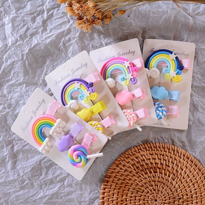 jepit rambut anak Hair Clip lollipop rainbow 1 SET isi 3pcs jepitan lucu