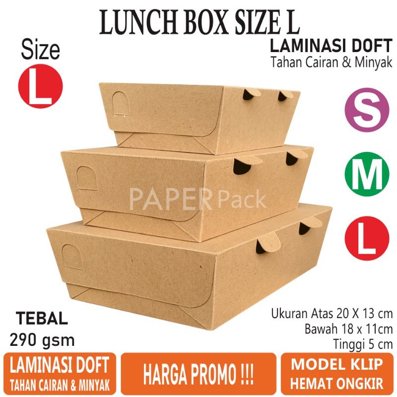 CRAFT SIZE L/PAPER BOX LUNCH CRAFT ECO TEBAL 325gr DUS NASI KERTAS LAMINASI