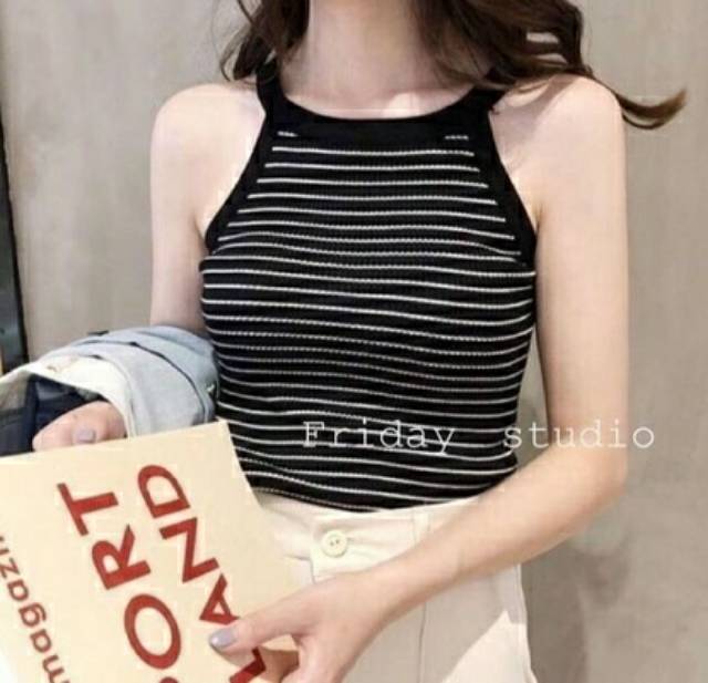 TA9 Tantop Dora Stripe Rajut TA9 / .Atasan Wanita Rajut / Tank Top Rajut Murah Polos