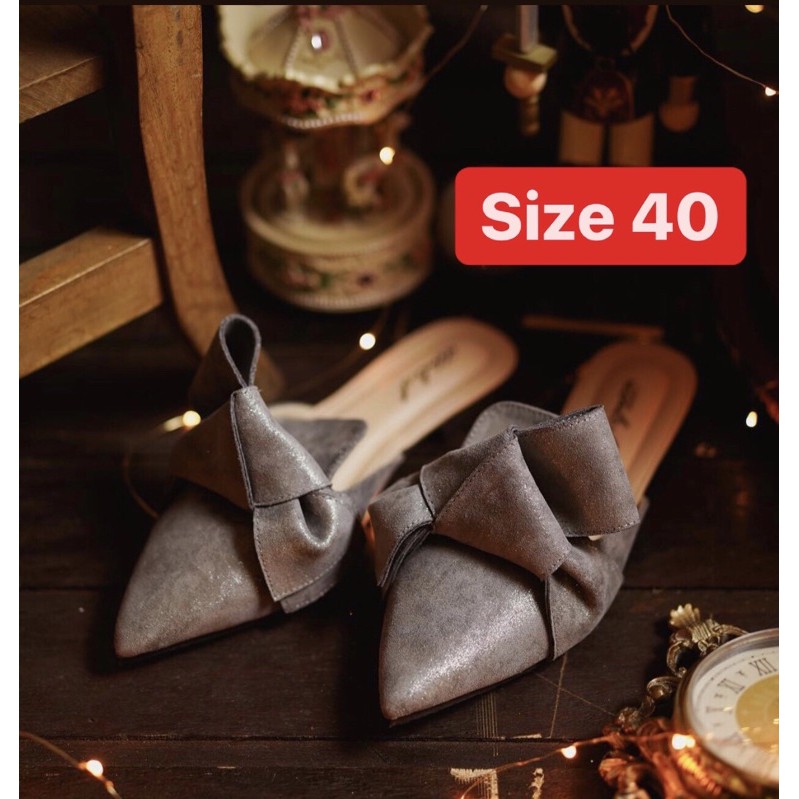 Ittaherl Jackie Holiday Mules Gravel size 40