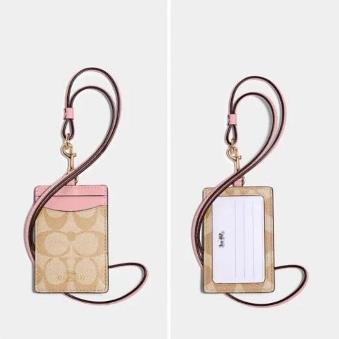

COACH Id Lanyard In pink Colorblock Signature Canvas 100% AUTHENTIC!