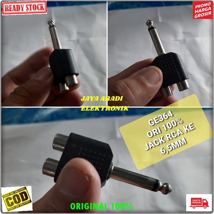 G364 ORI JACK RCA KE 6,5MM 6.5 MM CANON MIXER AUDIO SPLITER KONEKTOR SPLITTER AUX MIC MIK CONEKTOR A