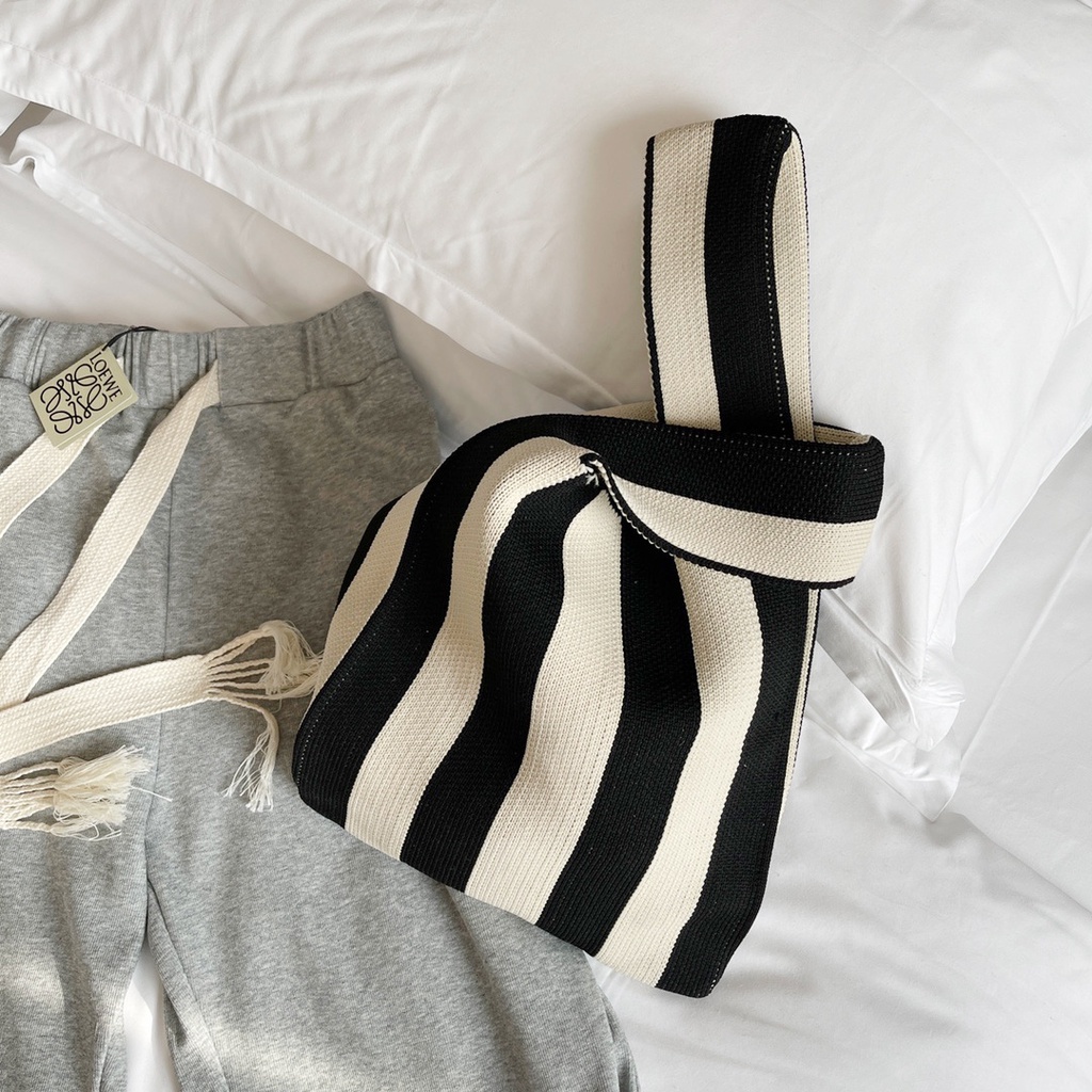 ♫ Megata ♫ TS002 Tote Bag Model Garis rajut tebal korea hand bag fashion korea