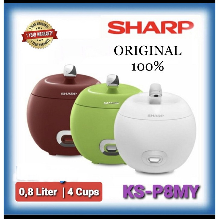 Rice Cooker Sharp KS-P8MY | Magic com KSP8MY WH GR apel KSP-8MY