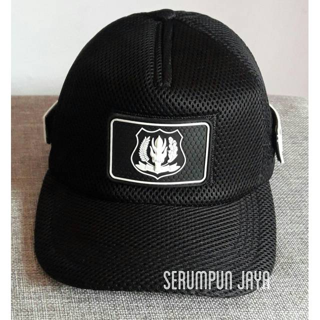 TOPI SECURITY LOGO PUTIH - TOPI SECURITY 3 PATCH LOGO PUTIH JARING DOUBLE MESH VELCRO