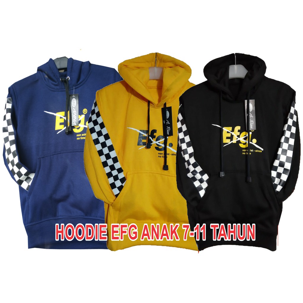  Sweater  Hoodie EFG Anak Catur  Kuning Usia 7 11 Tahun 