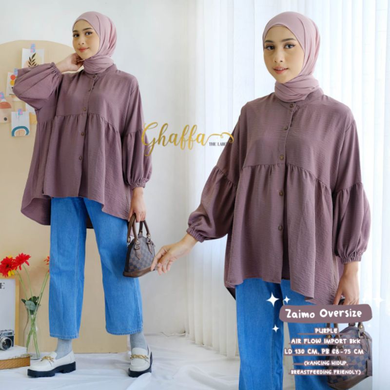 Oversize blouse modern / Zaimo oversize blouse polos by ghaffa the label / Blouse muslimah keren