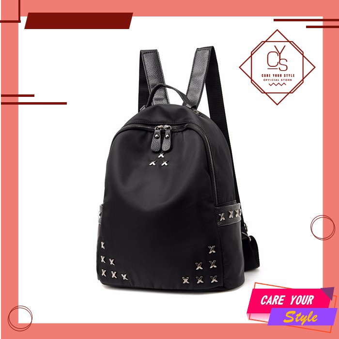 CYS Tas Ransel Backpack Korea Ransel Sekolah Tas Ransel Backpack  Hitam Bahan Kulit Import Fashion Wanita T243