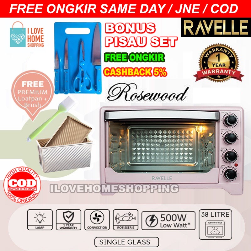 RAVELLE OVEN LISTRIK 38 L - RAVELLE ROSEWOOD ELECTRIC OVEN 38 Liter