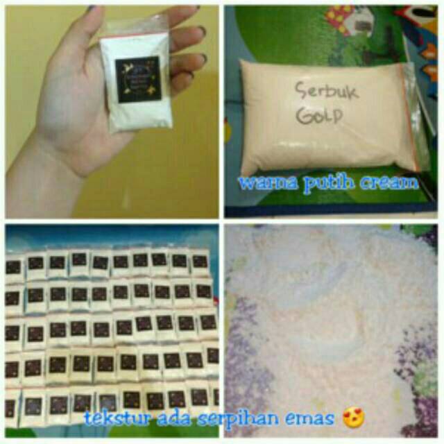 PROMO Sachet serbuk bibit pemutih gold EMAS 24K JAMIN ORI NO ABALABAL KW UANG BALIK POWDER WHITENING