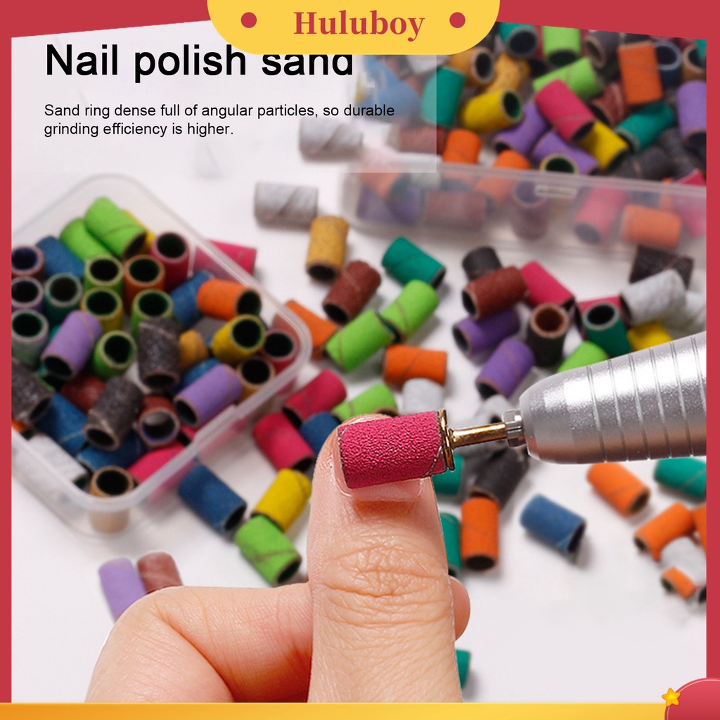 Huluboy Huluboy♡ 50 / 100Pcs Ring Amplas Poles Kuku Elektrik Warna Campur Untuk Manicure