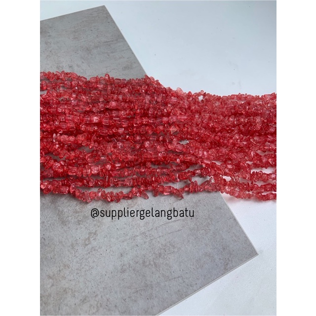 kerikil SOFT RED QUARTZ kuarsa merah terang 1cm renteng kaca aksesoris bahan kalung bali etnik bahan gelang craft aksesories kerajinan tangan vintage fashion week