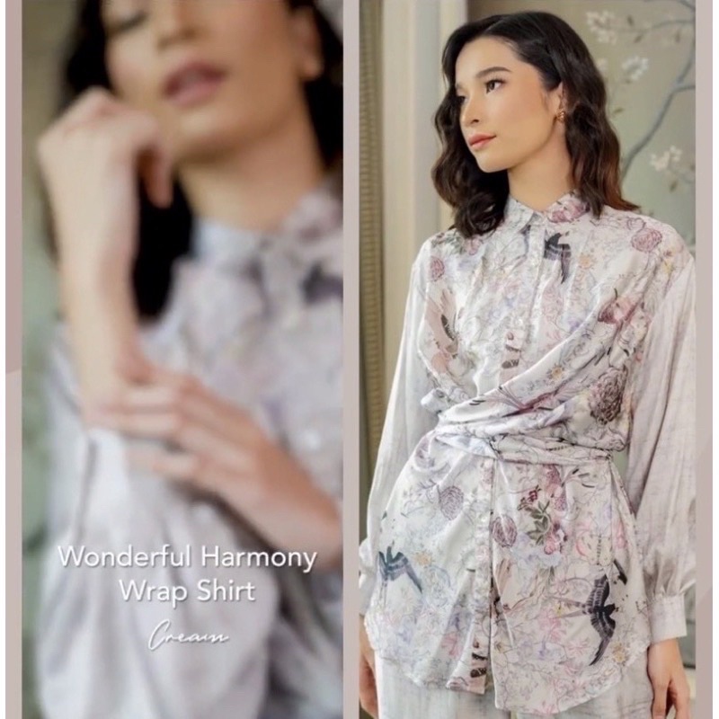 Wonderful Harmony Wrap Shirt Cream Benang Jarum X Raisa Buttonscarves size S
