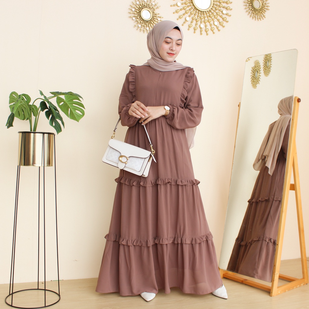 Baju Gamis Wanita Dewasa Remaja Syari Ceruty Babydoll Premium Baju Gaun Mewah Elegan Gamis Syari Leb