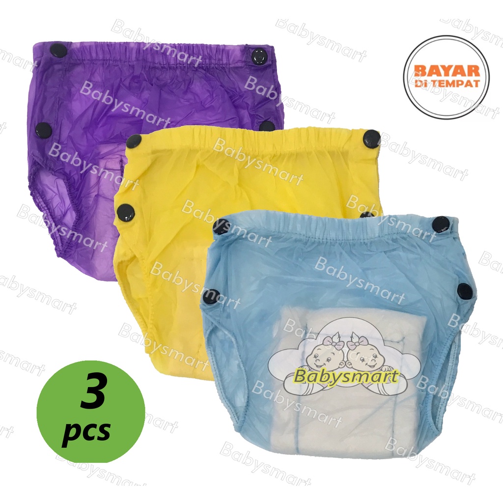 Babysmart -  3 Pcs Popok / Celana Bayi PLASTIK Cuci Ulang / Diapers / Celana Lampin / Clodi Murah