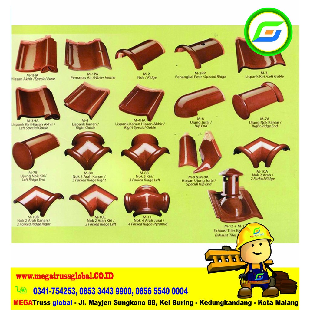 Wuwung Genteng Keramik Bulat Natural - Atap Nok - Material Bahan Bangunan - Material Bahan Bangunan