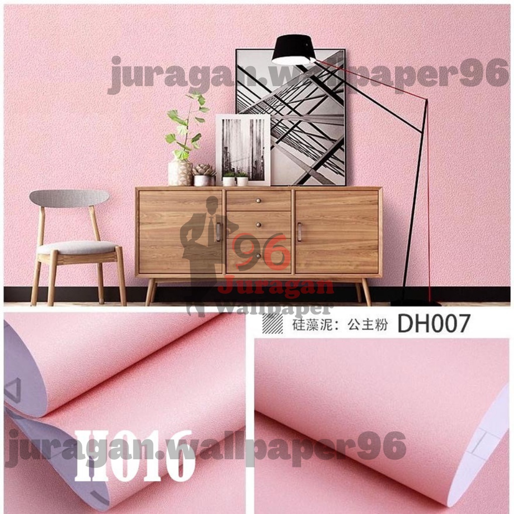 (COD) Juragan Wallpaper Dinding Motif Polos Pink Muda Bahan PVC Premium Anti Air / Walpaper Stiker H