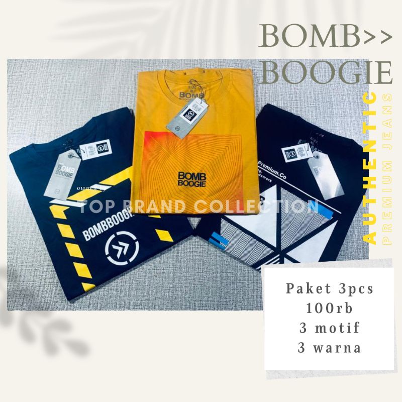 Kaos Bombboogie pria dan wanita lengan pendek 3-pcs