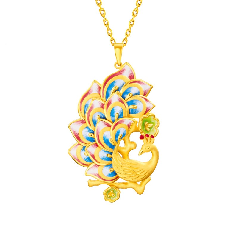 [Ready Stock]Fashion Gold-Plated Peacock Pendant Elegant Necklace