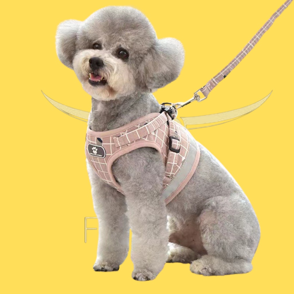 Rompi Harness Modis Mesh Lembut dengan Tali Pengikat Reflektif untuk Anjing / Kucing Kecil