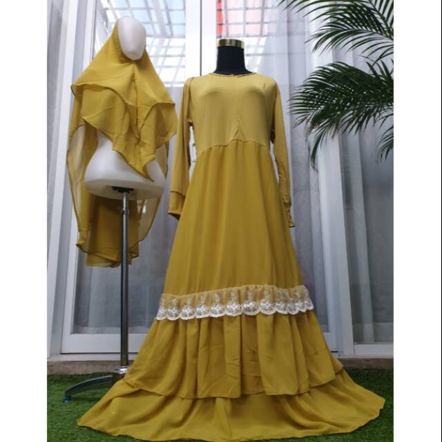 Gamis ceruty shania set khimar Gamis syari baju syari dress syari gamis pesta set gamis