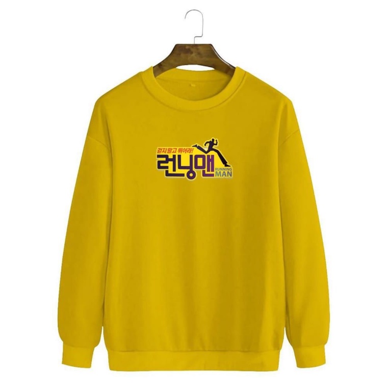 Noveli wear - Kaos sweater Running man tulisan korea sweatshirt roughneck | sweater crewneck basic unisex distro bahan berkualitas sablon digital