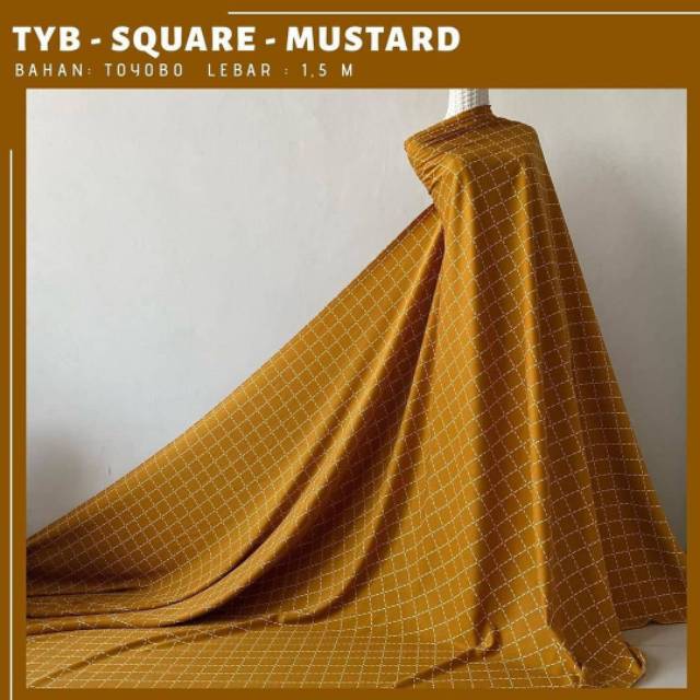 TYB SQUARE MUSTARD Bahan Toyobo - Toko Kain Motif Kotak