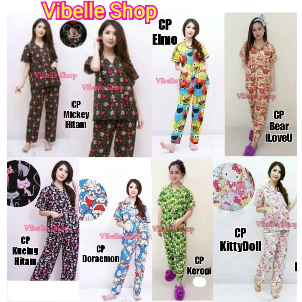 VIBELLECP - CP Vibelle shop grosir baju tidur piyama karakter fashion murah wanita-CPMC MOTIFRANDOM