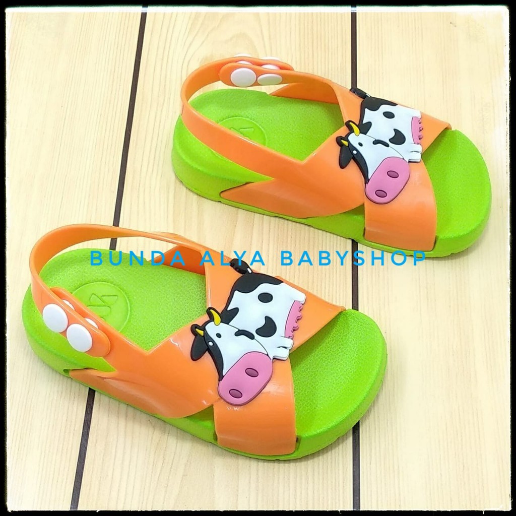 Sandal Anak Laki Laki 6 Bulan 1 2 Tahun HIJAU COW  Karet Lentur - Sendal Anak Karet Anti Licin Tali Silang Size 18 - 23