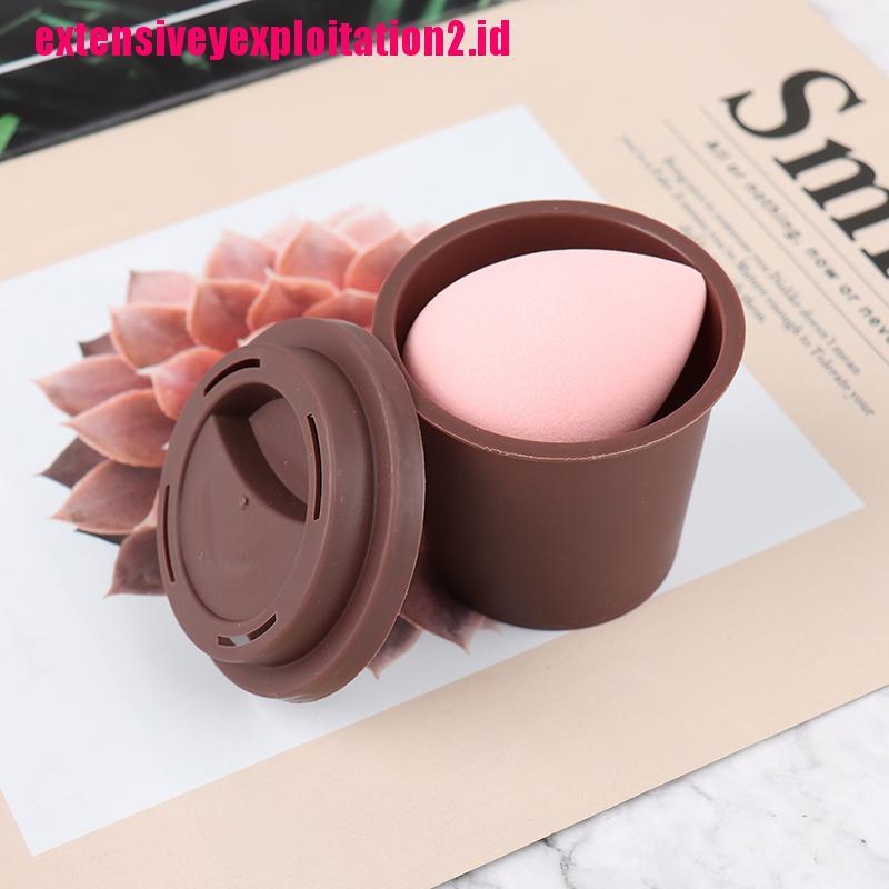 &lt; E2id &amp; &gt; Rak Stand Holder Spons Puff Makeup / Kosmetik Bentuk Cangkir Kopi