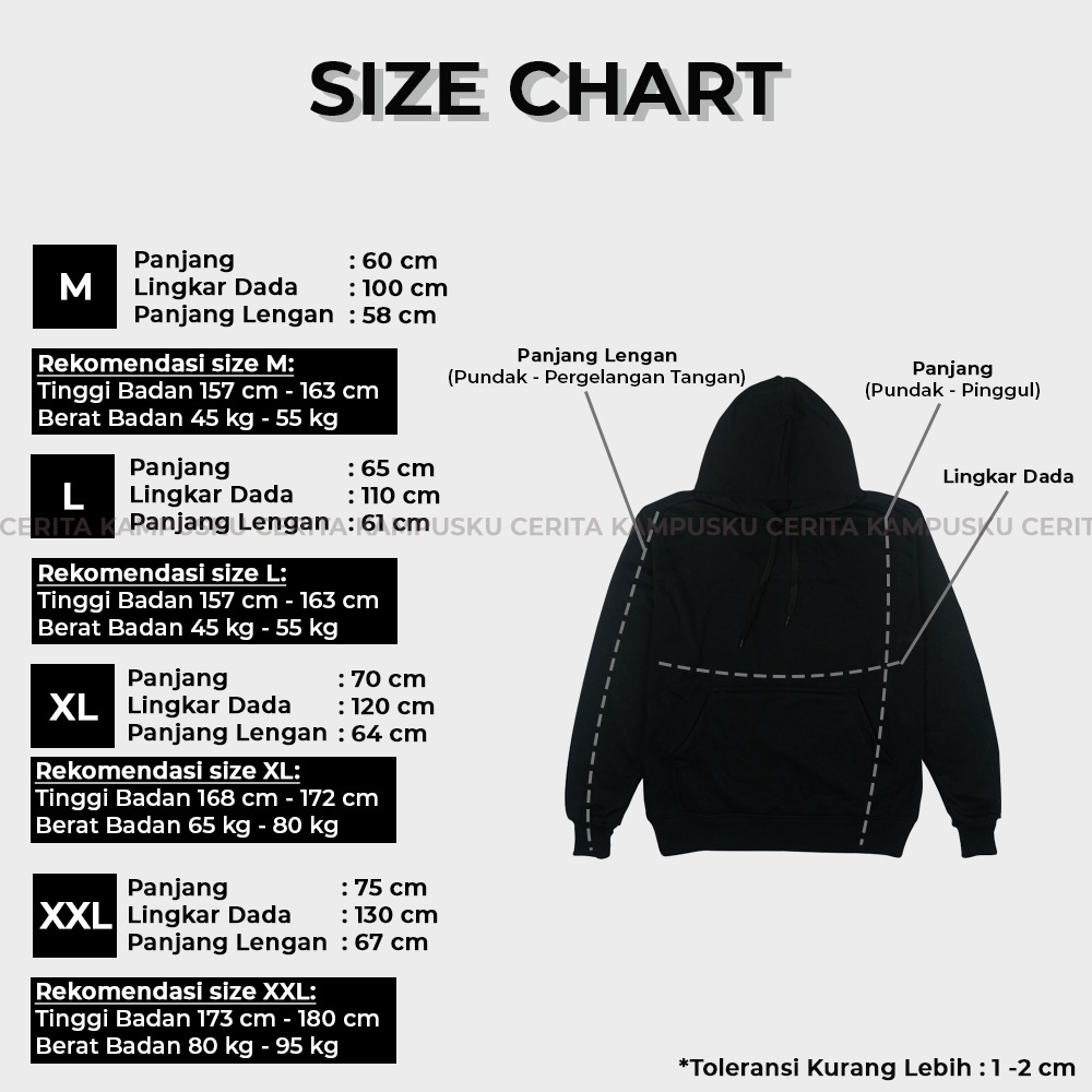 Sweater Hoodie Pria Wanita Oversize Polos Tebal Cerita Kampusku