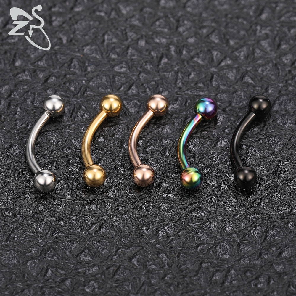 Cincin Tindik Tubuh / Hidung / Telinga / Alis / Bibir / Lidah Model Barbel Panjang Bahan Stainless Steel