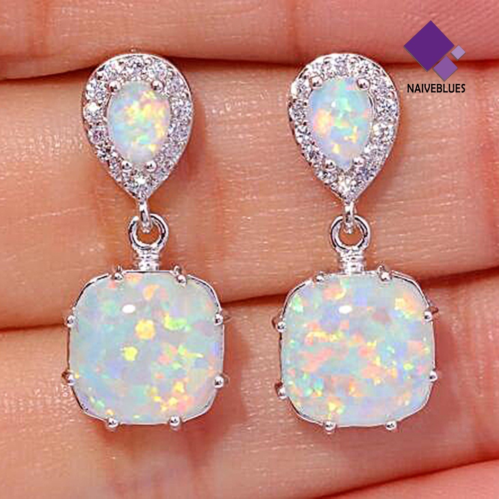 Anting Stud Liontin Opal Inlaid Untuk Aksesoris Perhiasan Wanita