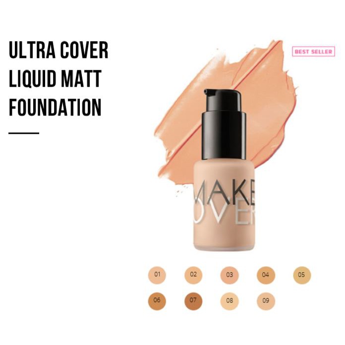 ☘️Yuri Kosmetik☘️ Make Over Ultra Cover Liquid Foundation Matte Ultra Cover / EXPIRED 2025