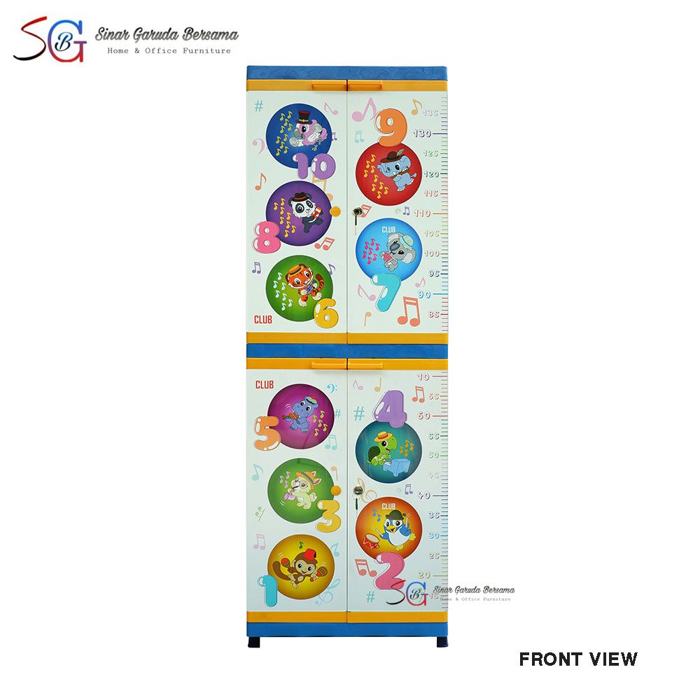 LEMARI PLASTIK ANAK KARAKTER FULL RAK BERKUNCI 2 PINTU / KABINET KARAKTER ANAK CLUB