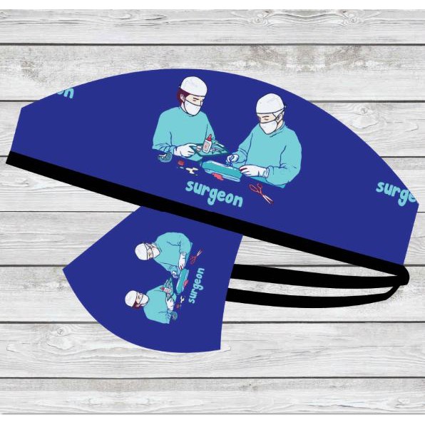 Topi Medis / Scrub Hat / Surgical Cap Printing Motif Surgeon