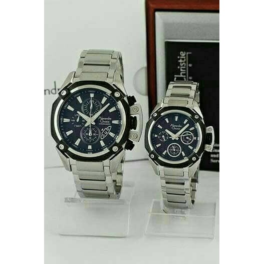 JUAL ORIGINAL ALEXANDRE CHRISTIE AC 6225 COUPLE SILVER BLACK ORIGINAL