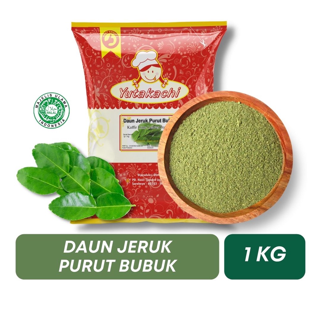 MURNI Daun Jeruk Purut Bubuk 1Kg Yutakachi / Kaffir Lime Leaf Powder / Lime leaves Powder / Bumbu Rempah Bubuk Murni Kualitas Premium Pusat Bumbu