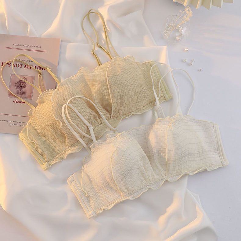 Brassiere pakaian dalam wanita strapless dada kecil berkumpul jenis dada terbungkus anti-jalan dada