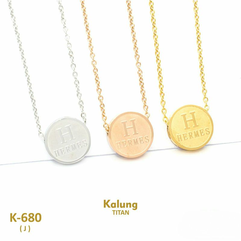 Fourfashion Kalung Titanium Rantai Liontin H Kekinian YF023