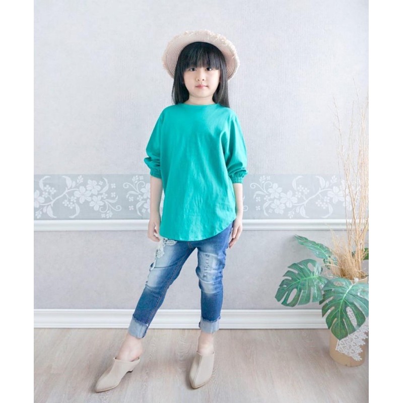 atasan kaos basic top untuk anak usia 4-8 tahun nablfashion