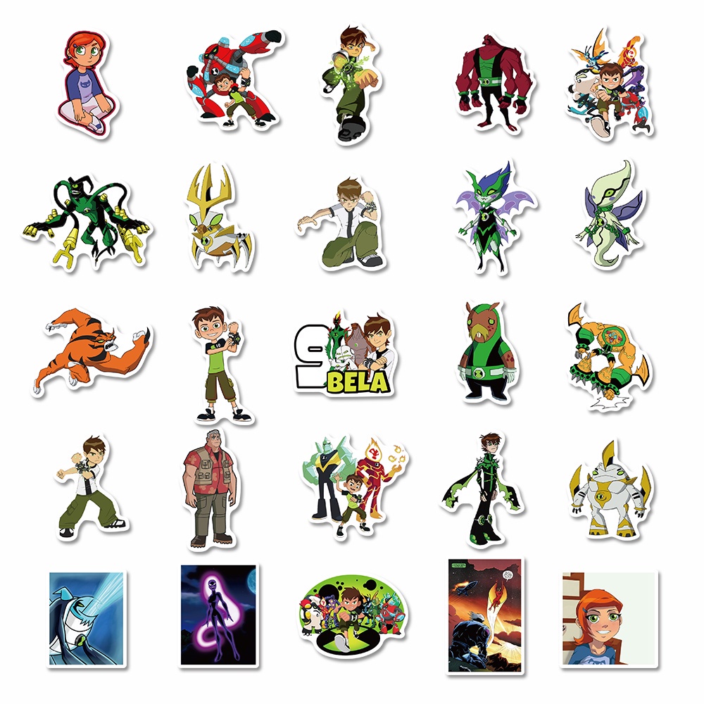 50Pcs Stiker Desain Kartun Anime Ben 10 Tahan Air Untuk Dekorasi Laptop Anak