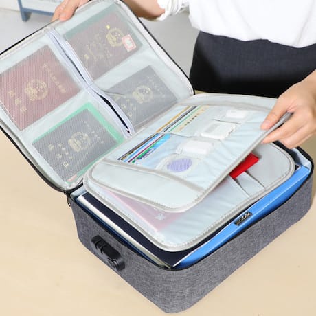 Tas Penyimpanan Dokumen Bergembok Tiga Susun / Document Keeper / Document Storage Bag / Tas Dokumen Penting / Tas Anti Air [950g]