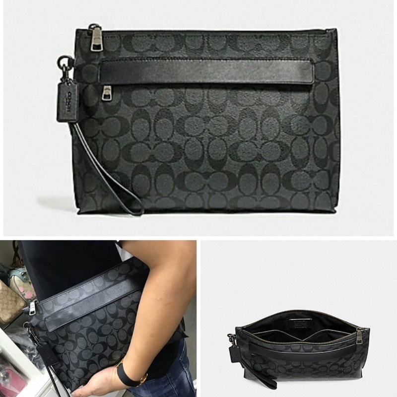 [READY STOCK] COACH CLUTCH BAG HAND BAG COACH BLACK SIGNATURE